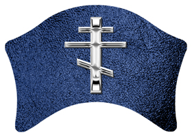 DABAN 519 SL SH BL Silver Orthodox Cross Shimmer Blue Background